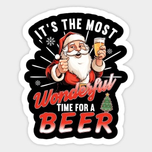 It's the Most Wonderful Time for a Beer - Funny Beer Santa Sticker